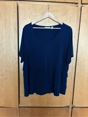 👚Susan Graver Navy Blue XLarge SS BLOUSE